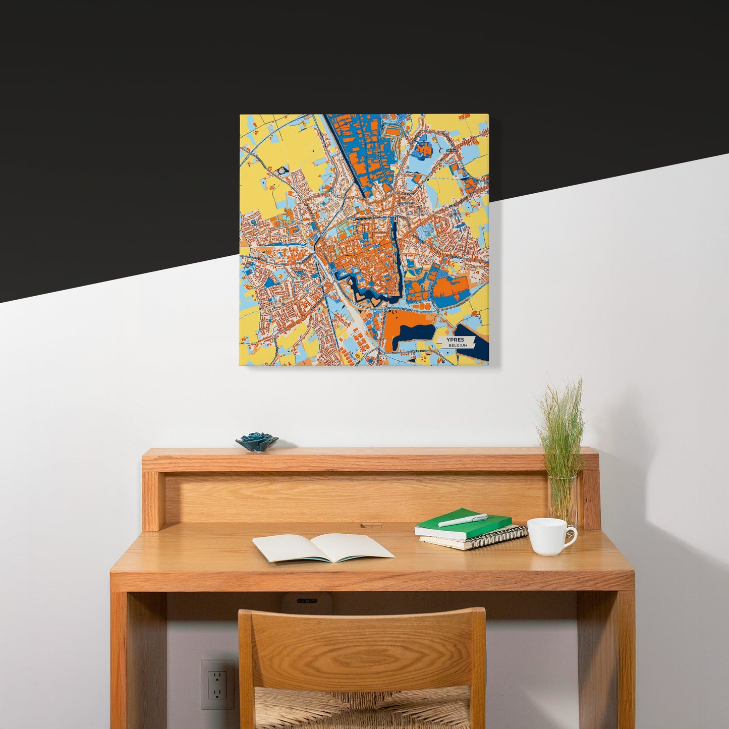 Ypres  Belgium Colorful City Map Canvas Print Scene