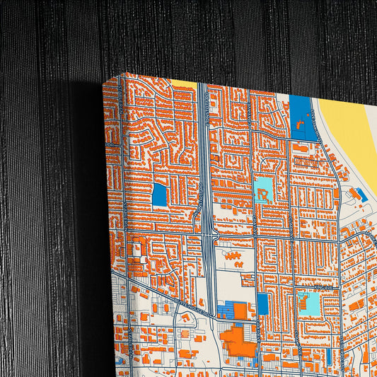 Yuba City California Colorful City Map Canvas Print Detail