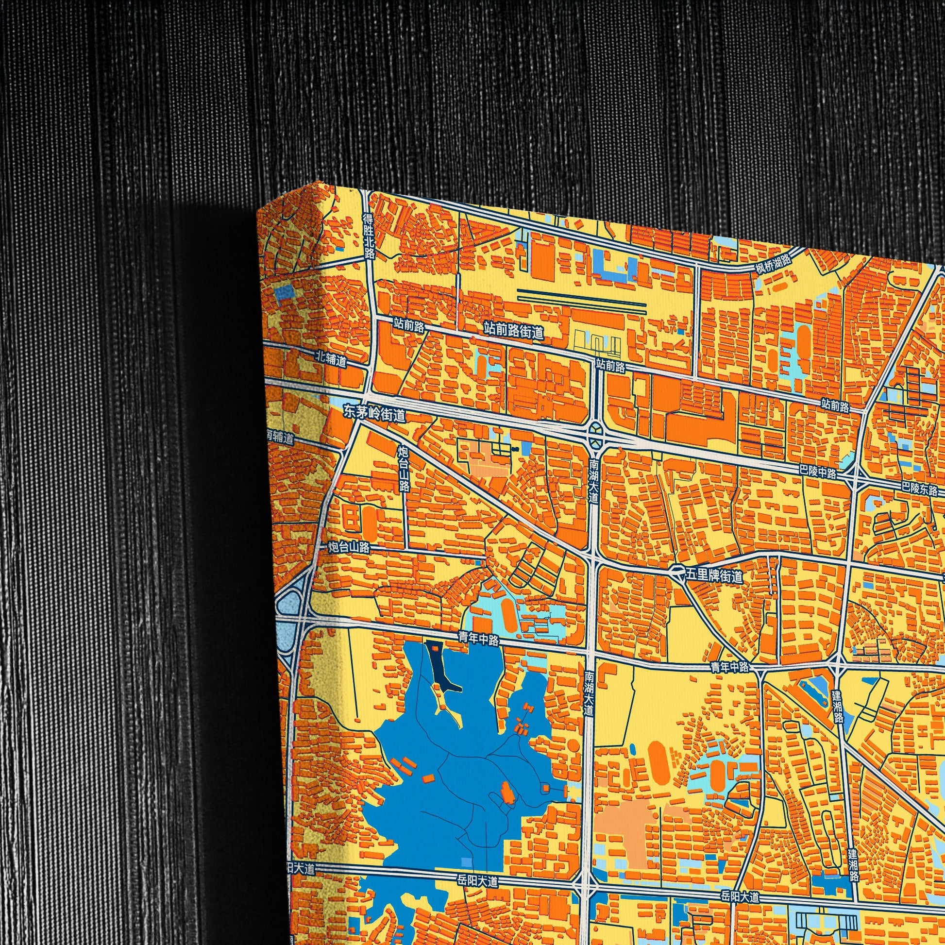 Yueyang China Colorful City Map Canvas Print Detail