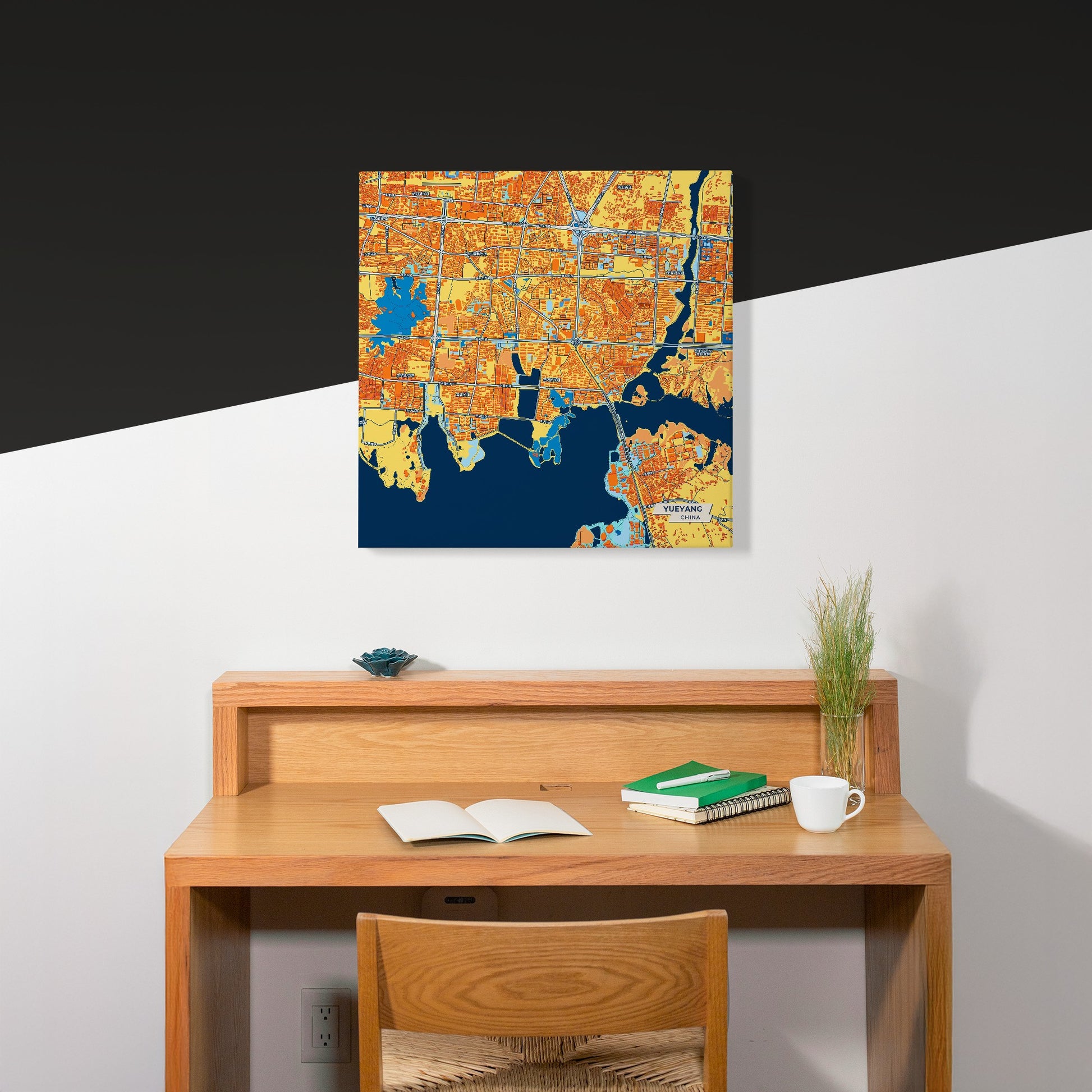Yueyang China Colorful City Map Canvas Print Scene