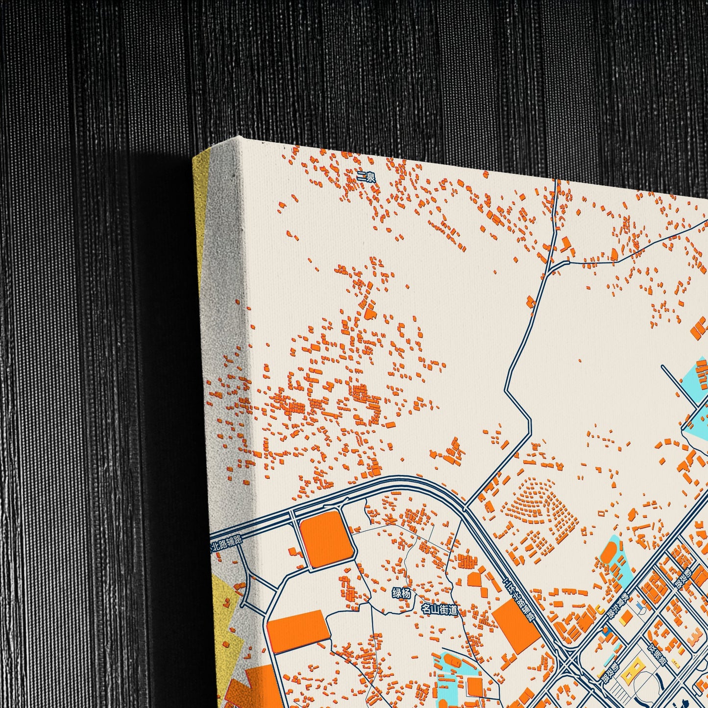 Yulin China Colorful City Map Canvas Print Detail