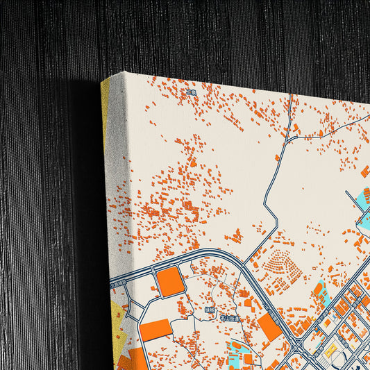 Yulin China Colorful City Map Canvas Print Detail