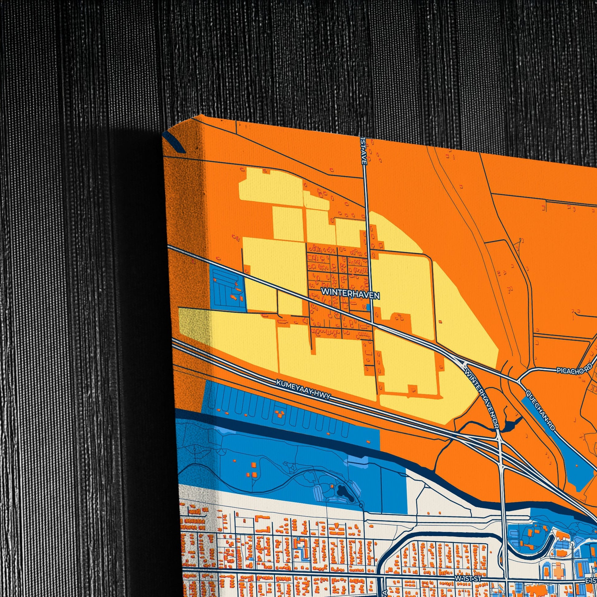 Yuma Arizona Colorful City Map Canvas Print Detail
