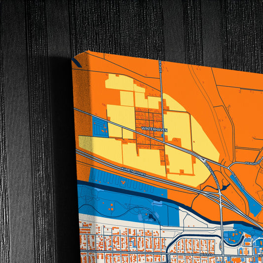 Yuma Arizona Colorful City Map Canvas Print Detail