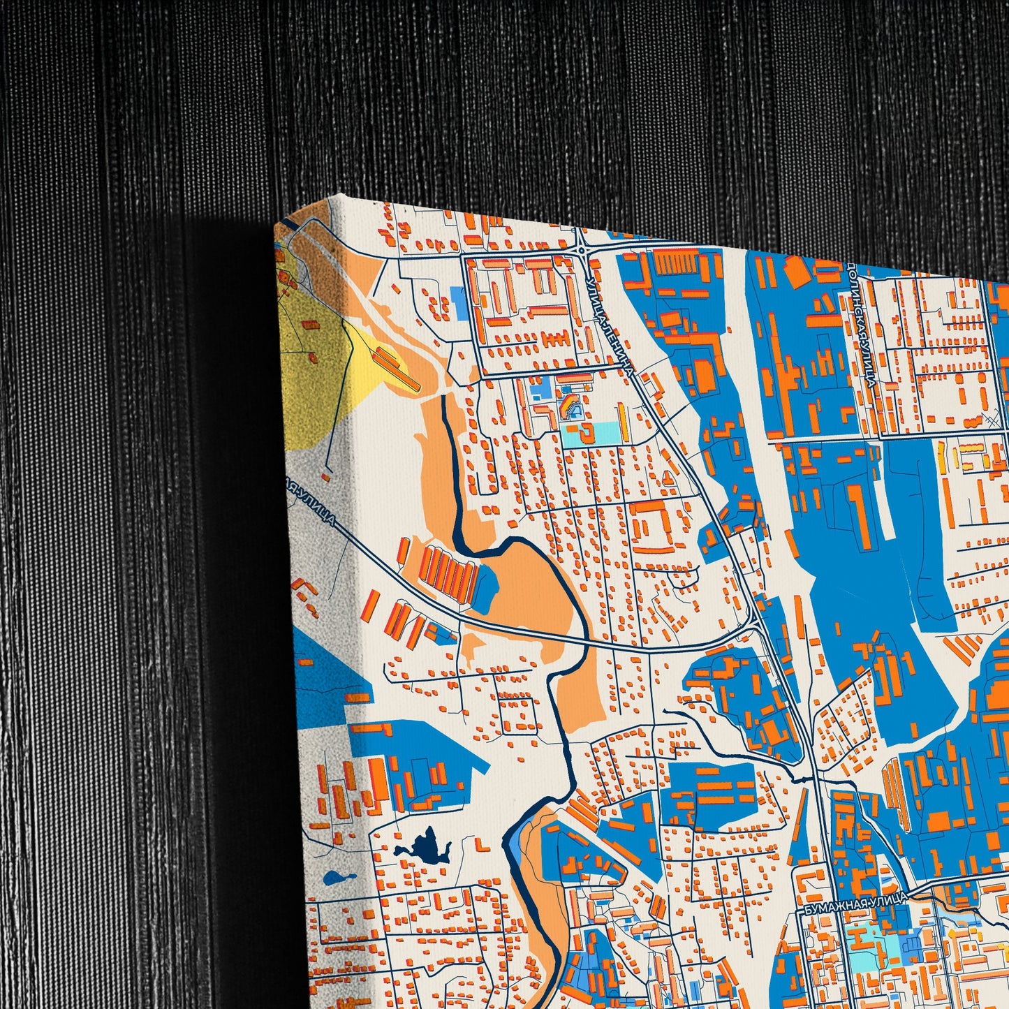Южно-Сахалинск Russia Colorful City Map Canvas Print Detail