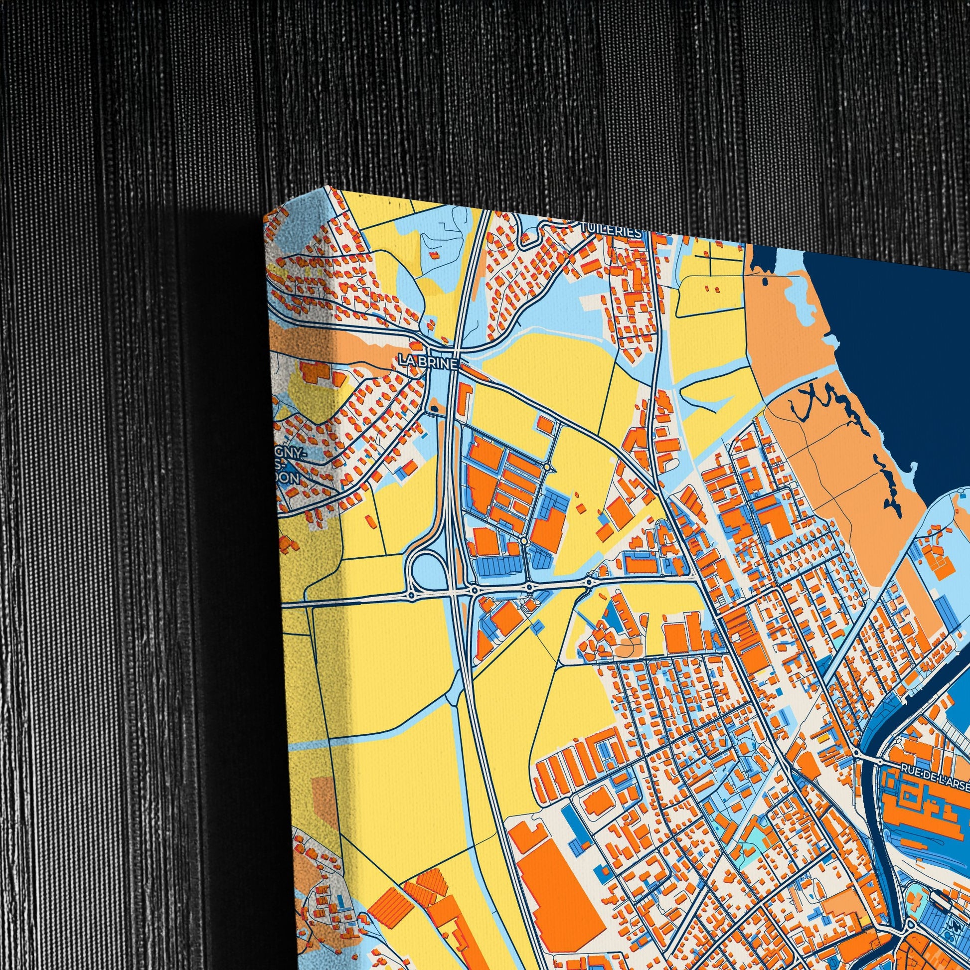 Yverdon-Les-Bains Switzerland Colorful City Map Canvas Print Detail