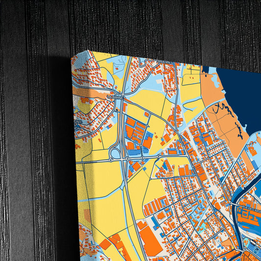 Yverdon-Les-Bains Switzerland Colorful City Map Canvas Print Detail