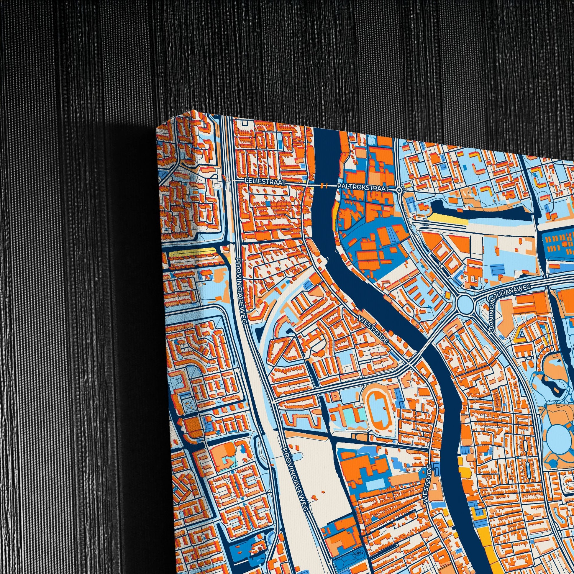 Zaanstad Netherlands Colorful City Map Canvas Print Detail