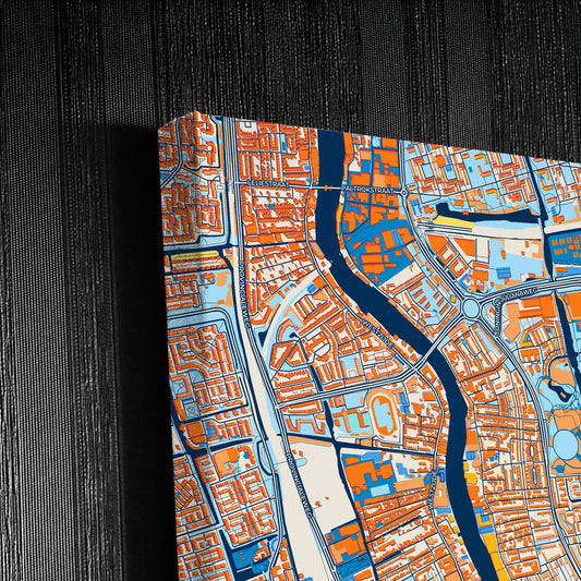 Zaanstad Netherlands Colorful City Map Canvas Print Detail