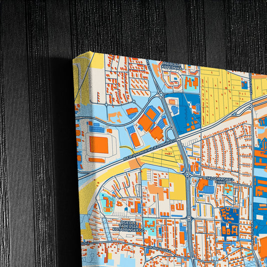 Zabrze Poland Colorful City Map Canvas Print Detail