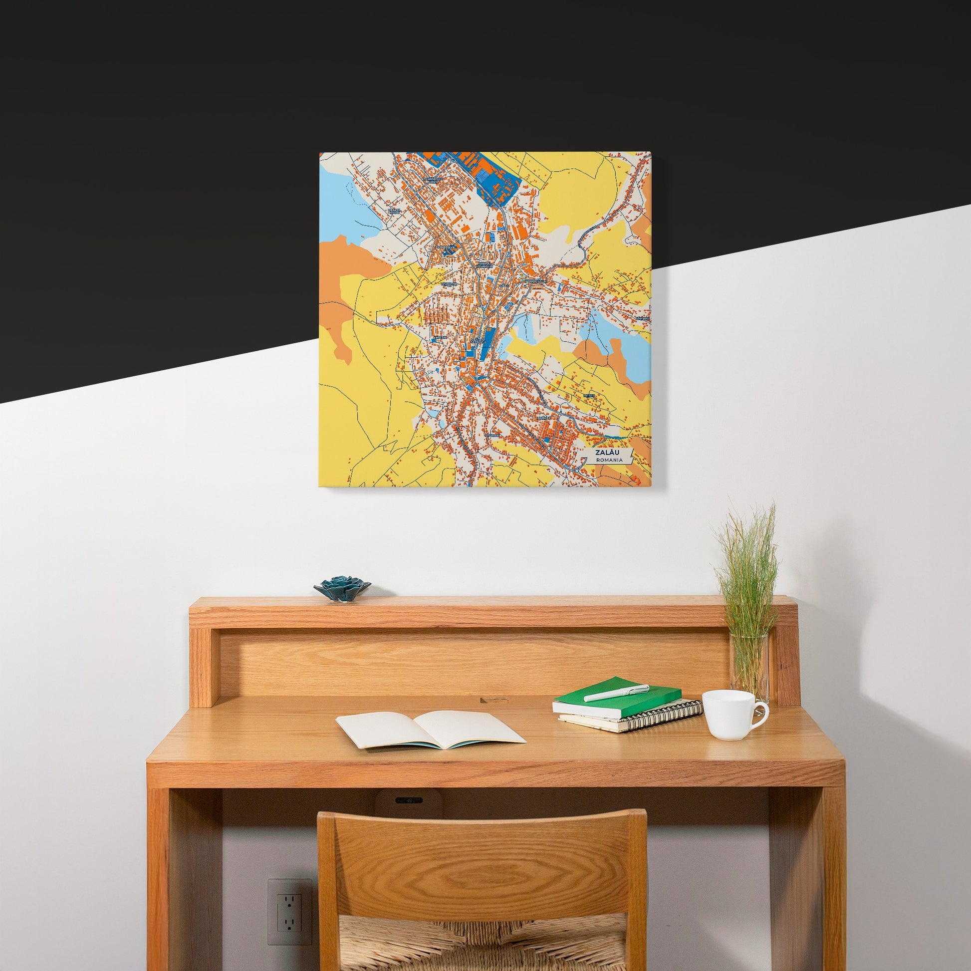 Zalău Romania Colorful City Map Canvas Print Scene