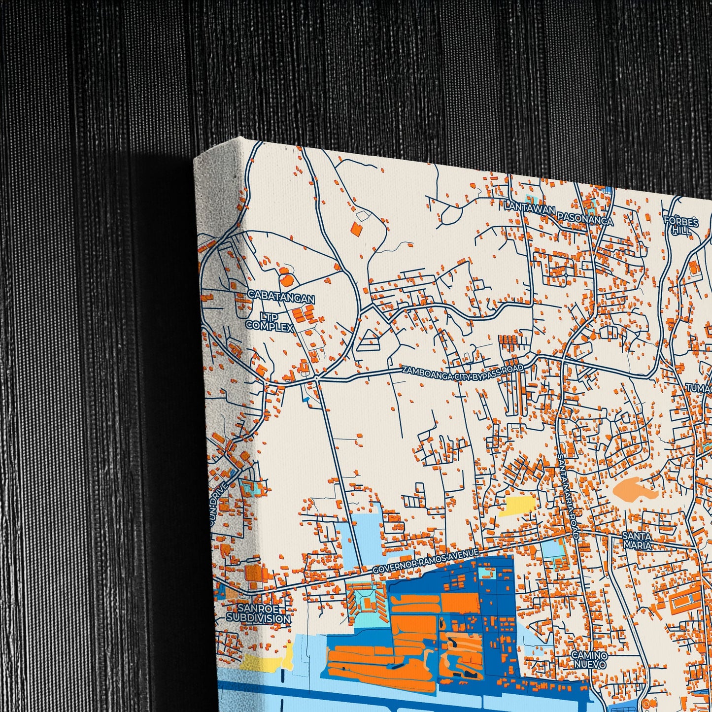 Zamboanga City Philippines Colorful City Map Canvas Print Detail