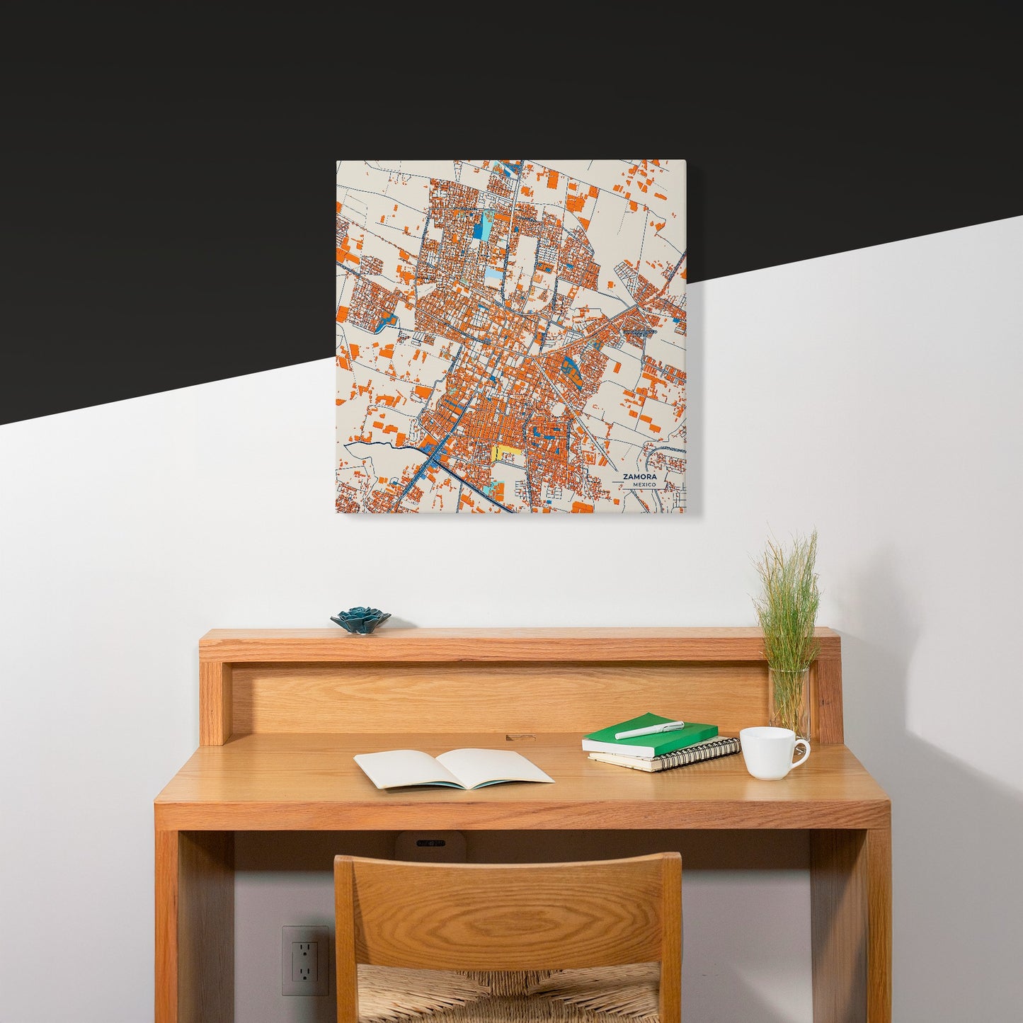 Zamora Mexico Colorful City Map Canvas Print Scene