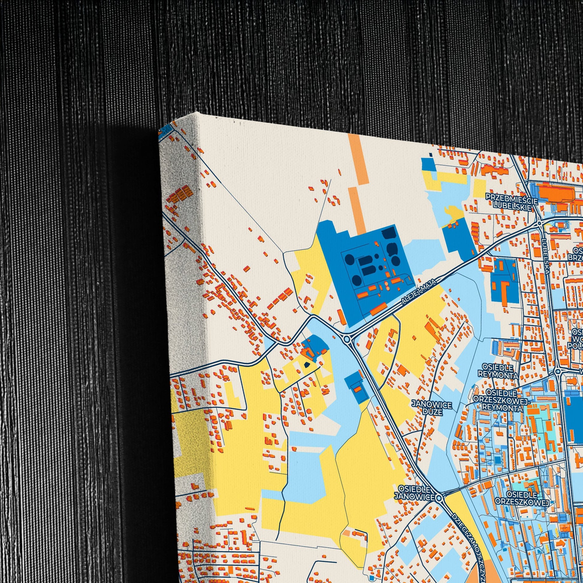 Zamość Poland Colorful City Map Canvas Print Detail