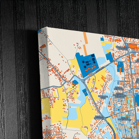 Zamość Poland Colorful City Map Canvas Print Detail