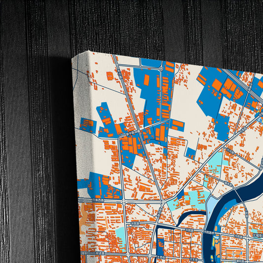 Zaoyang China Colorful City Map Canvas Print Detail
