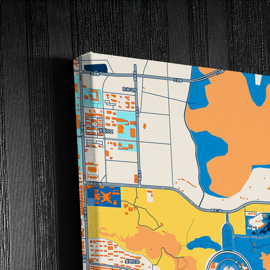 Zaozhuang China Colorful City Map Canvas Print Detail