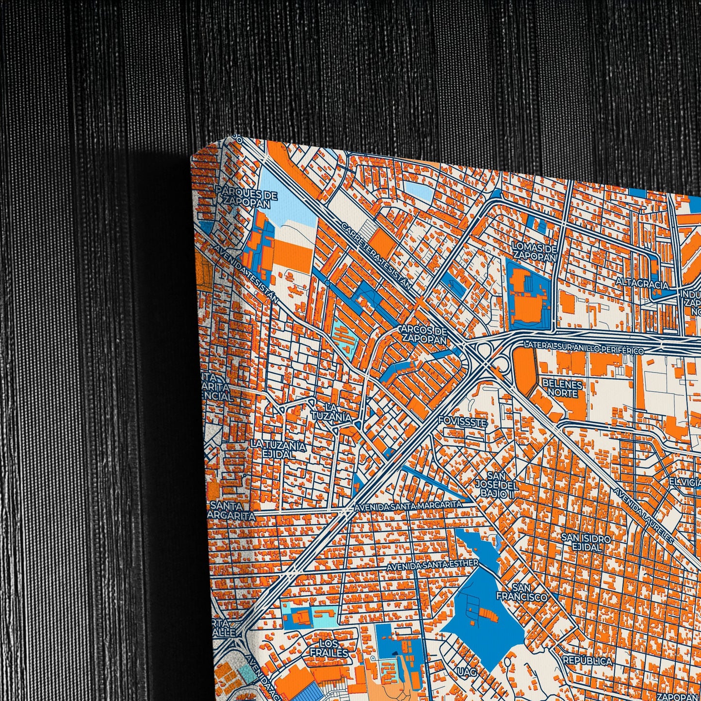 Zapopan Mexico Colorful City Map Canvas Print Detail