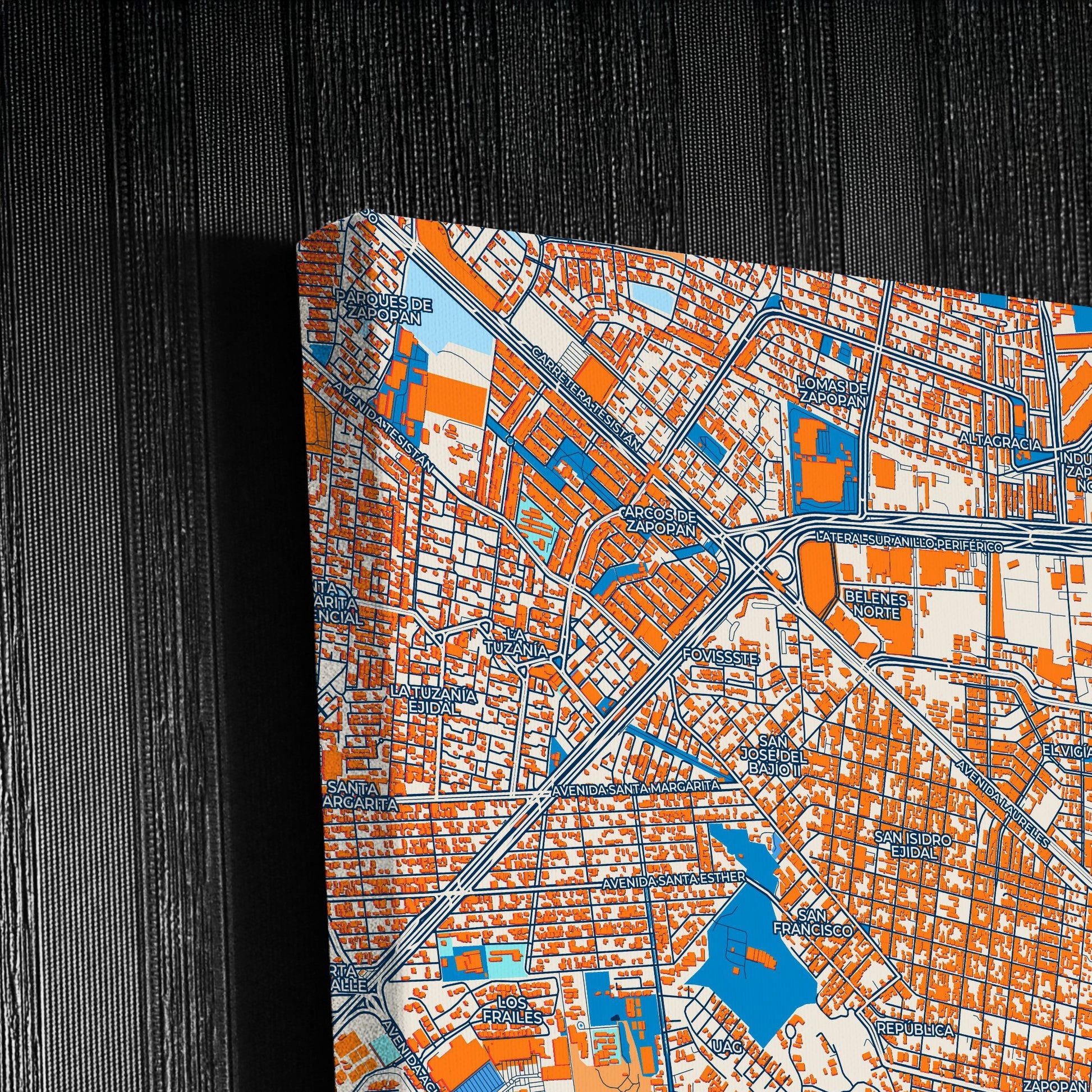 Zapopan Mexico Colorful City Map Canvas Print Detail