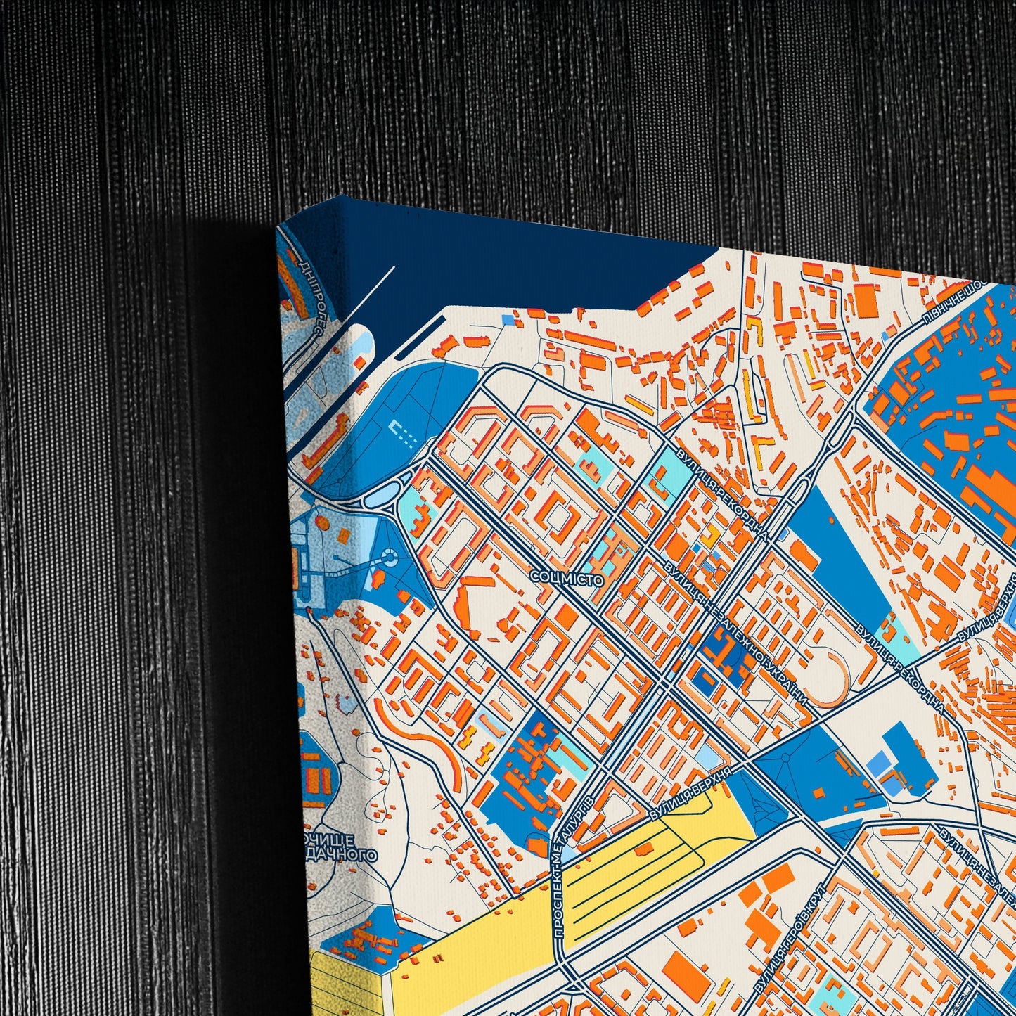 Запоріжія Ukraine Colorful City Map Canvas Print Detail
