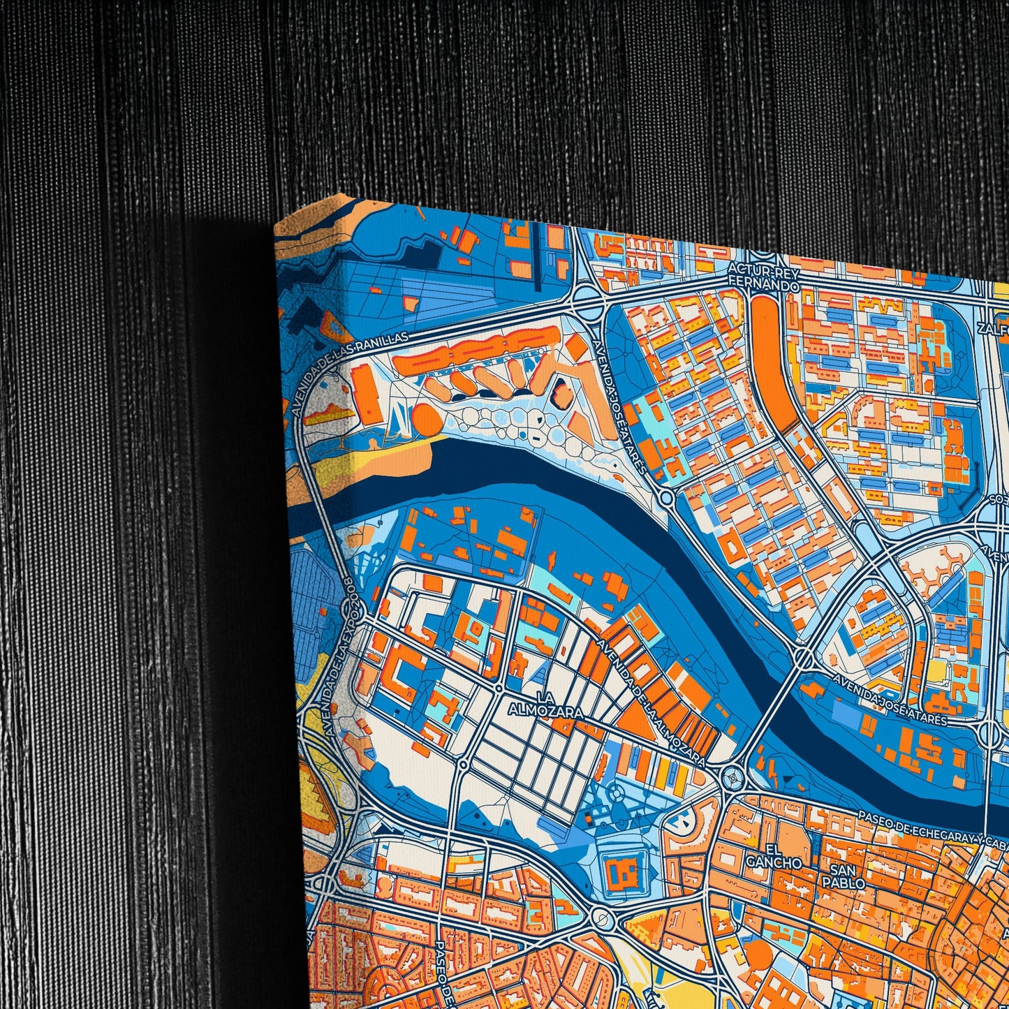 Zaragoza Spain Colorful City Map Canvas Print Detail