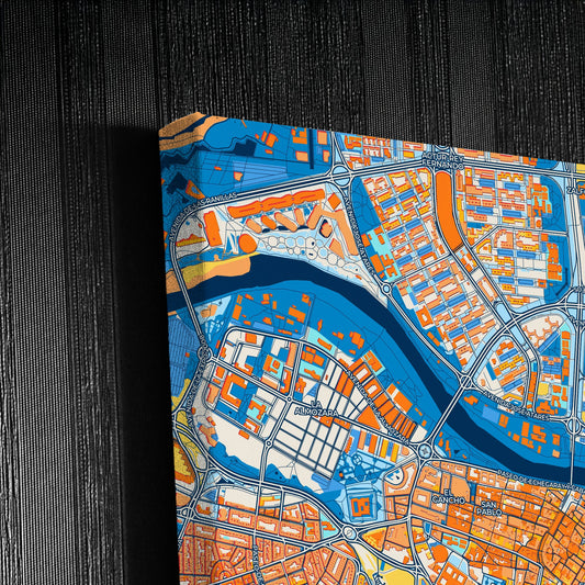 Zaragoza Spain Colorful City Map Canvas Print Detail