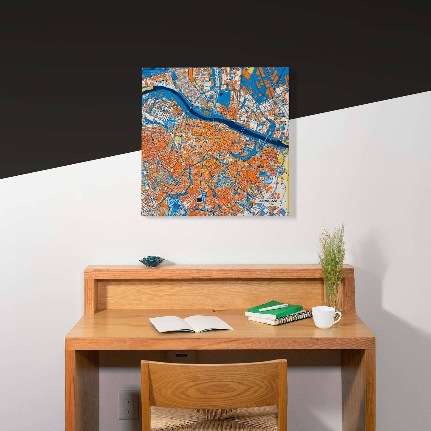 Zaragoza Spain Colorful City Map Canvas Print Scene