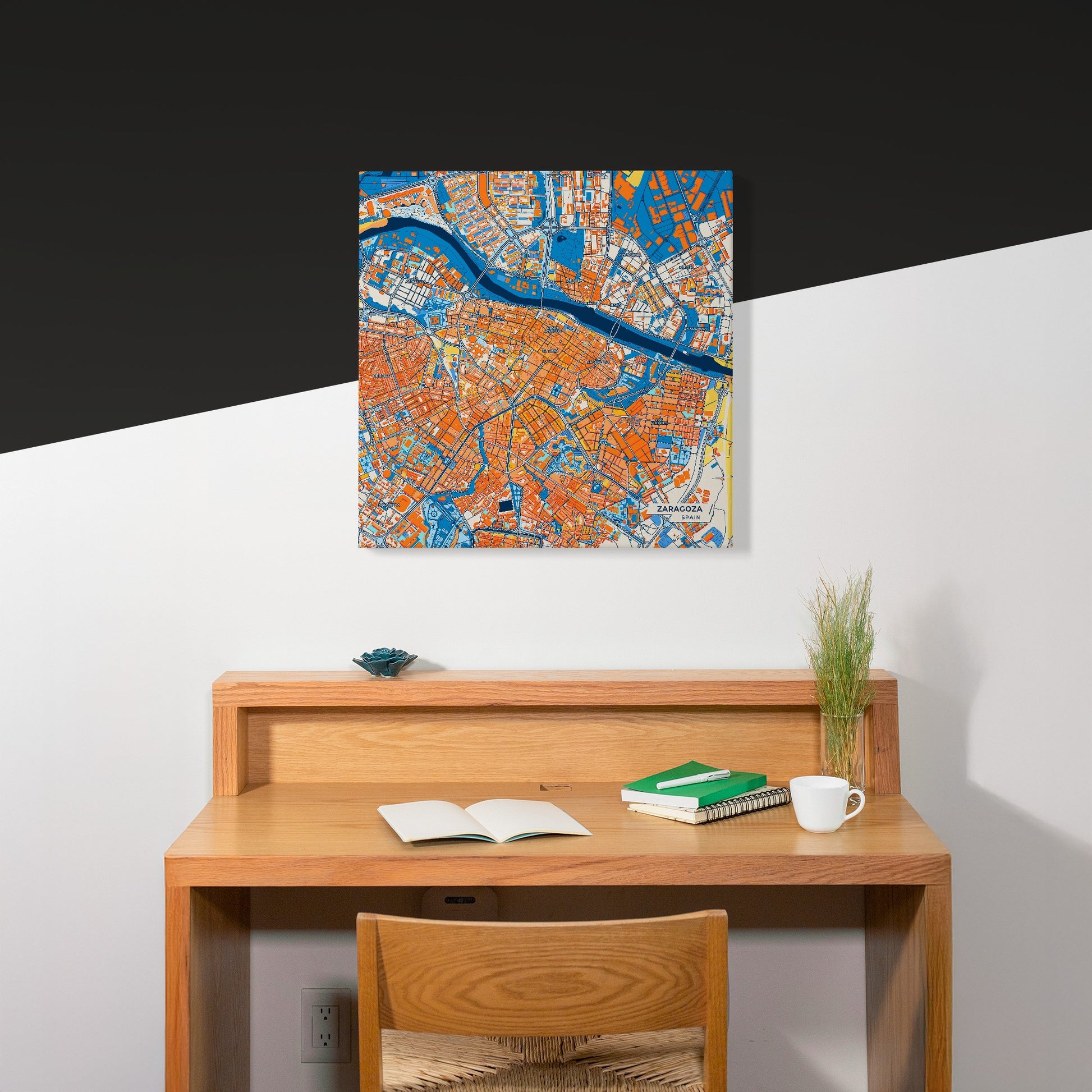 Zaragoza Spain Colorful City Map Canvas Print Scene