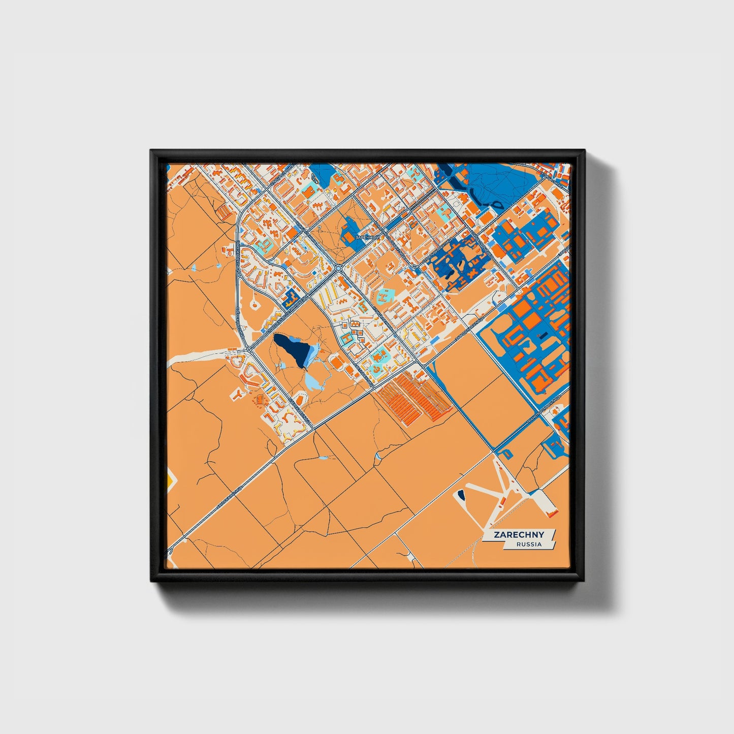 Заречный Russia Colorful City Map Canvas Print • Black Framed