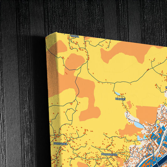 Zavidovići Bosnia And Herzegovina Colorful City Map Canvas Print Detail