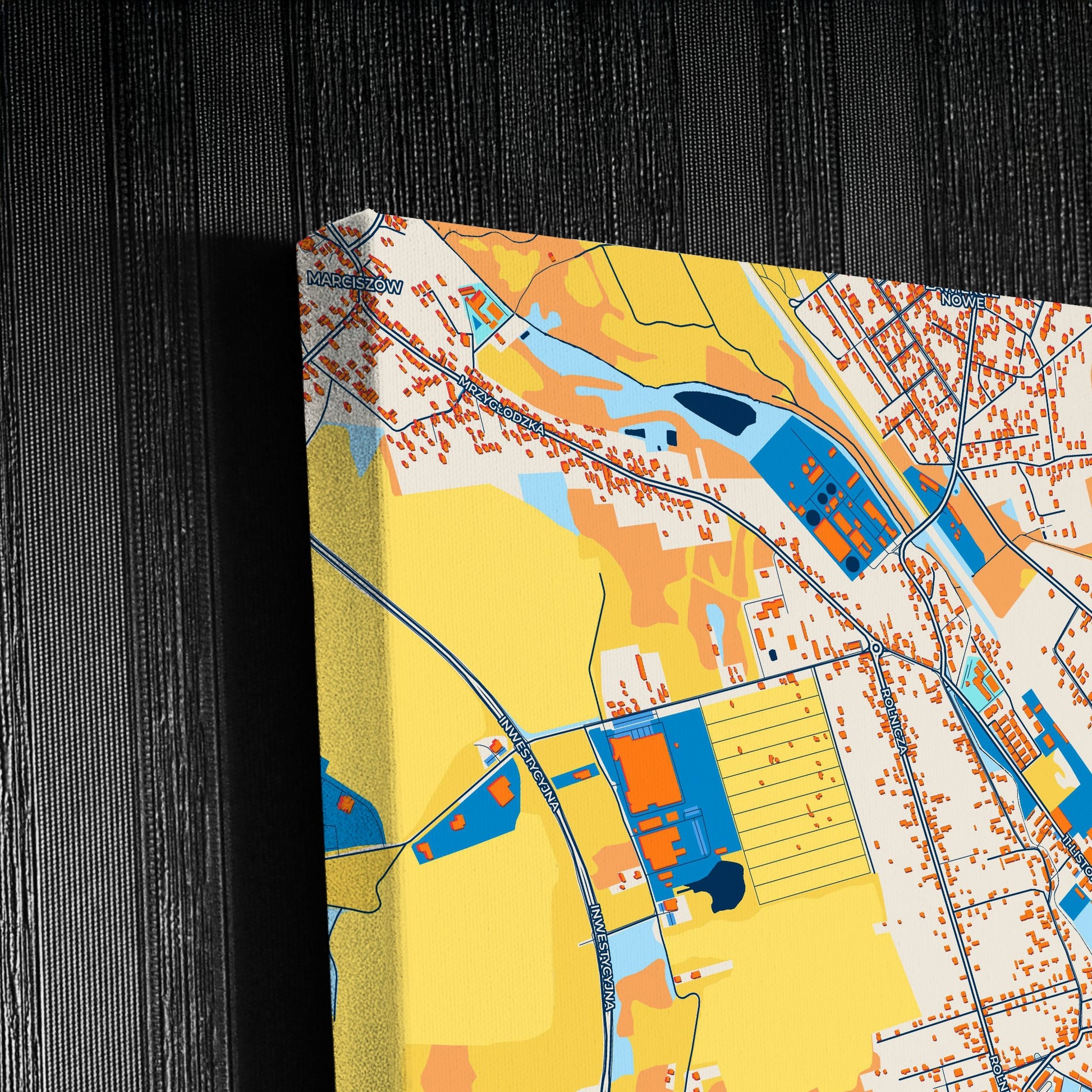 Zawiercie Poland Colorful City Map Canvas Print Detail