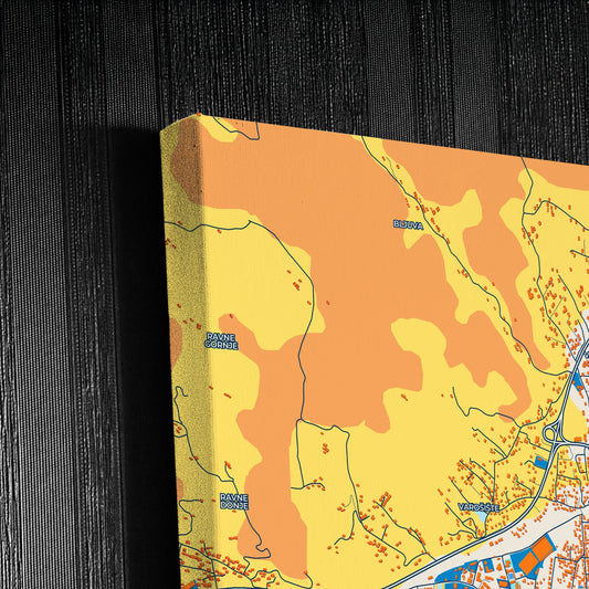 Žepče Bosnia And Herzegovina Colorful City Map Canvas Print Detail
