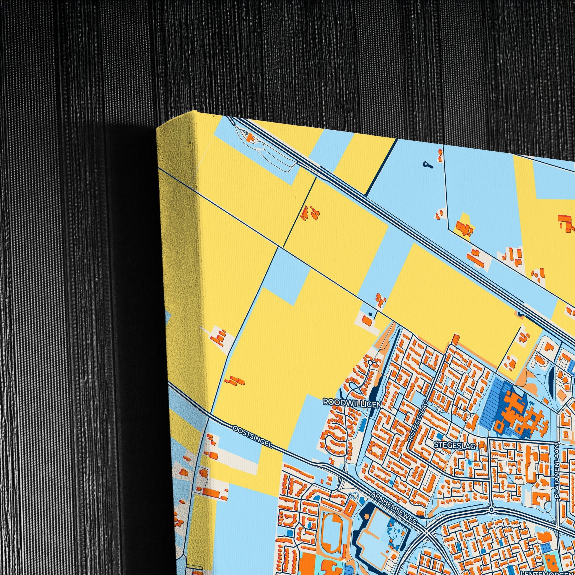 Zevenaar Netherlands Colorful City Map Canvas Print Detail