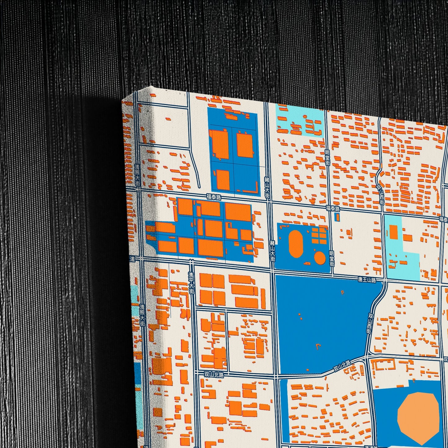 Zhangqiu China Colorful City Map Canvas Print Detail