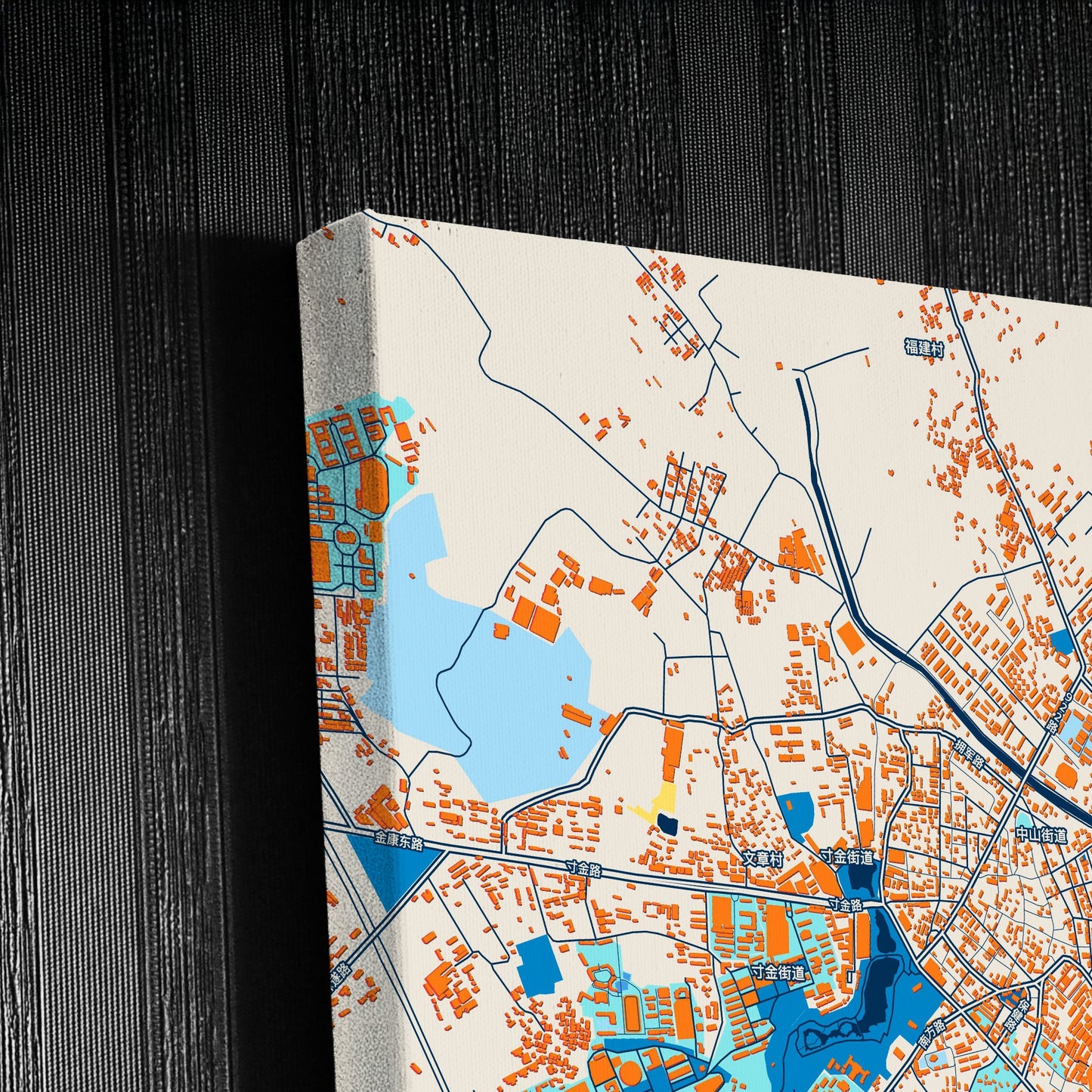 Zhanjiang China Colorful City Map Canvas Print Detail