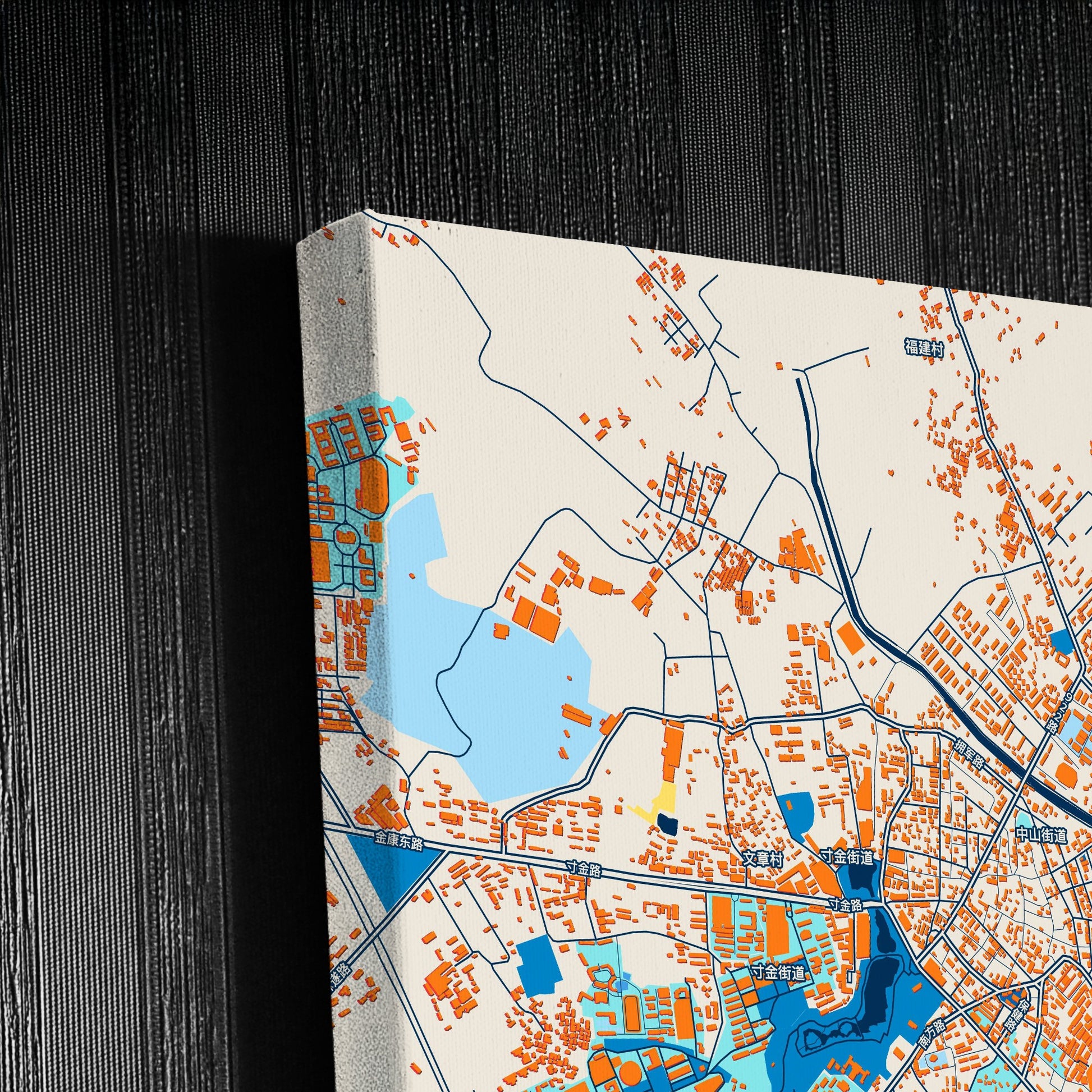 Zhanjiang China Colorful City Map Canvas Print Detail