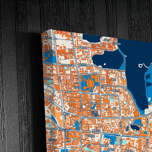 Zhaoqing China Colorful City Map Canvas Print Detail