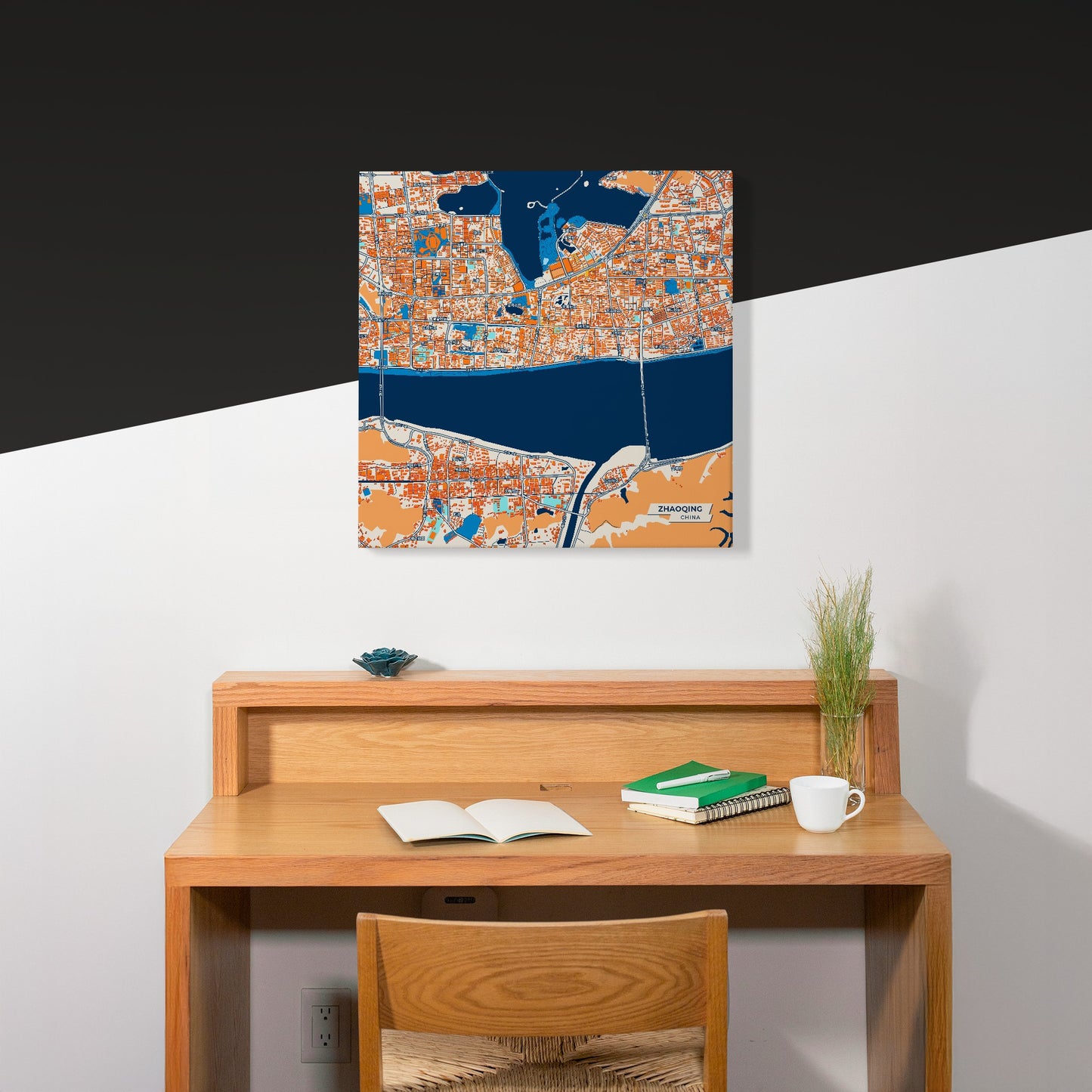 Zhaoqing China Colorful City Map Canvas Print Scene