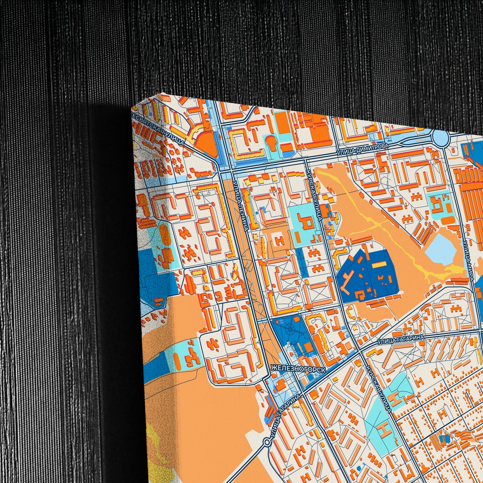 Железногорск Russia Colorful City Map Canvas Print Detail