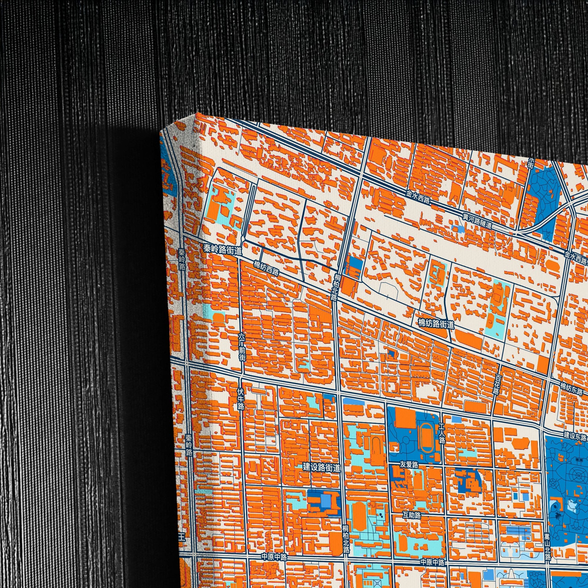 Zhengzhou China Colorful City Map Canvas Print Detail