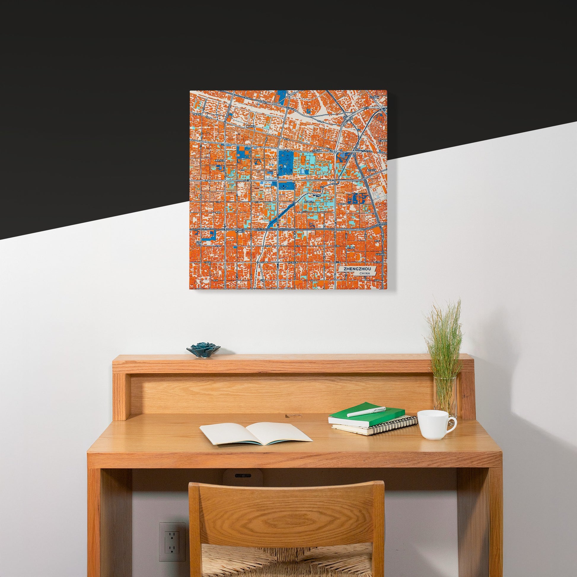 Zhengzhou China Colorful City Map Canvas Print Scene