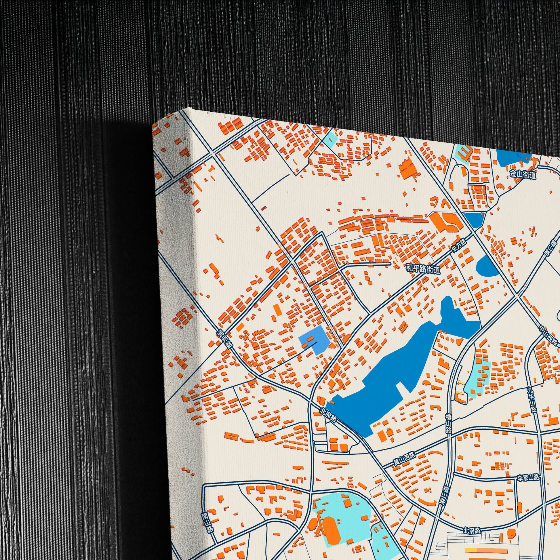 Zhenjiang China Colorful City Map Canvas Print Detail