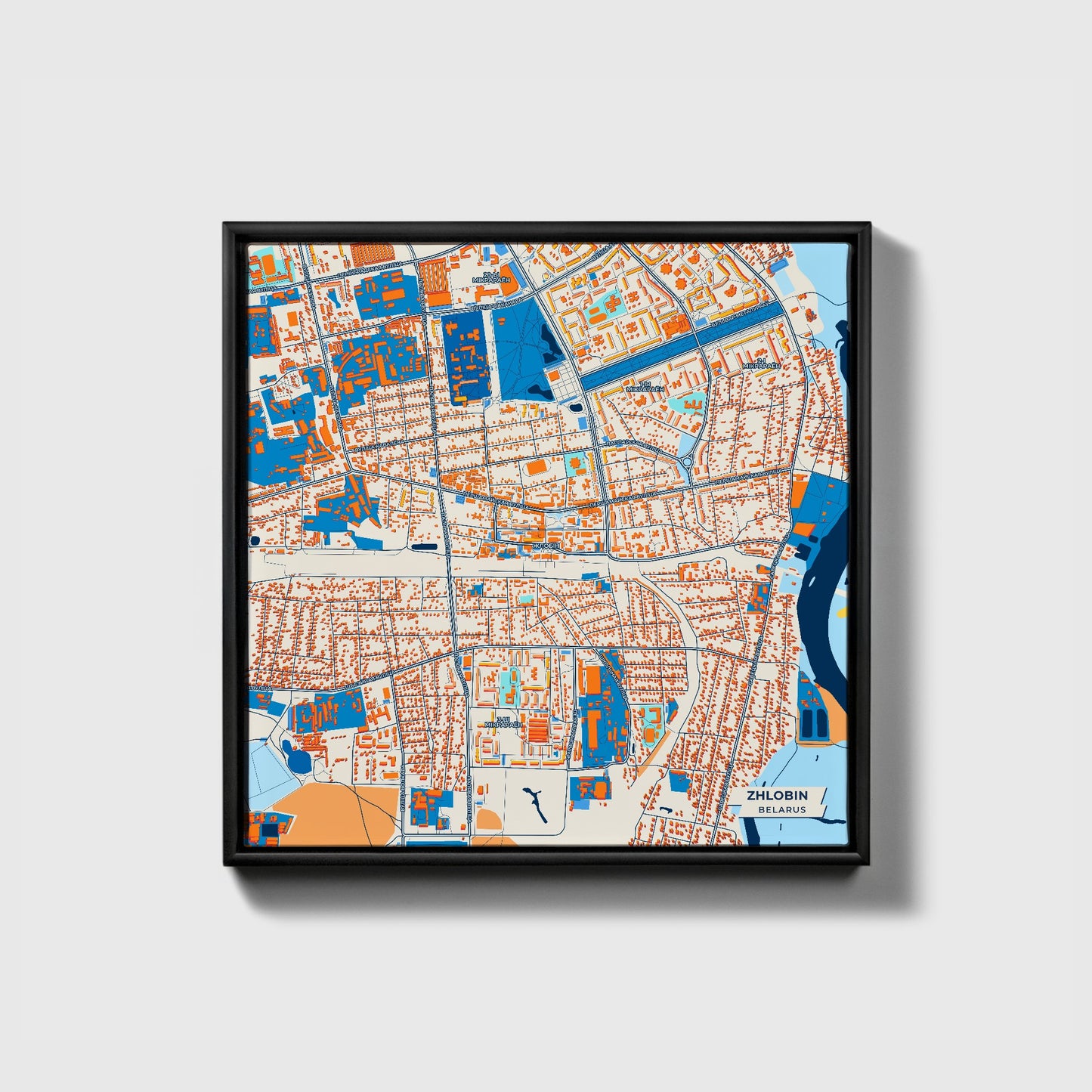 Жлобін Belarus Colorful City Map Canvas Print • Black Framed