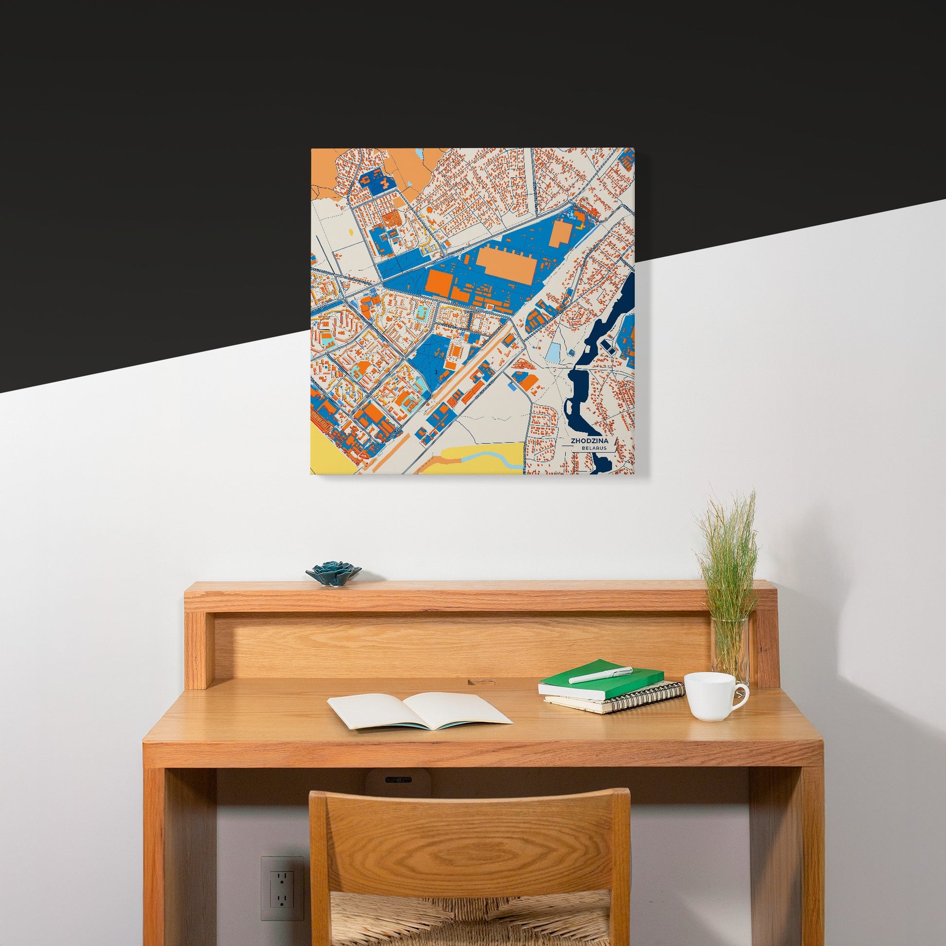 Жодзіна Belarus Colorful City Map Canvas Print Scene