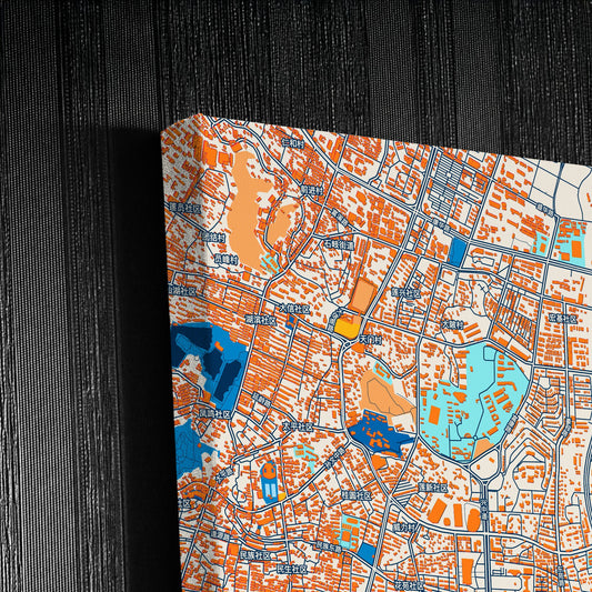 Zhongshan China Colorful City Map Canvas Print Detail
