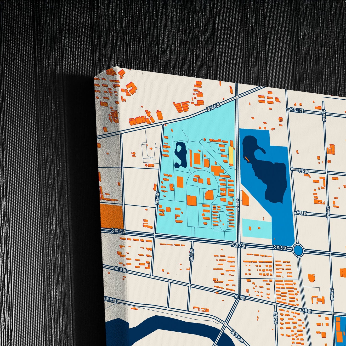 Zhoukou China Colorful City Map Canvas Print Detail