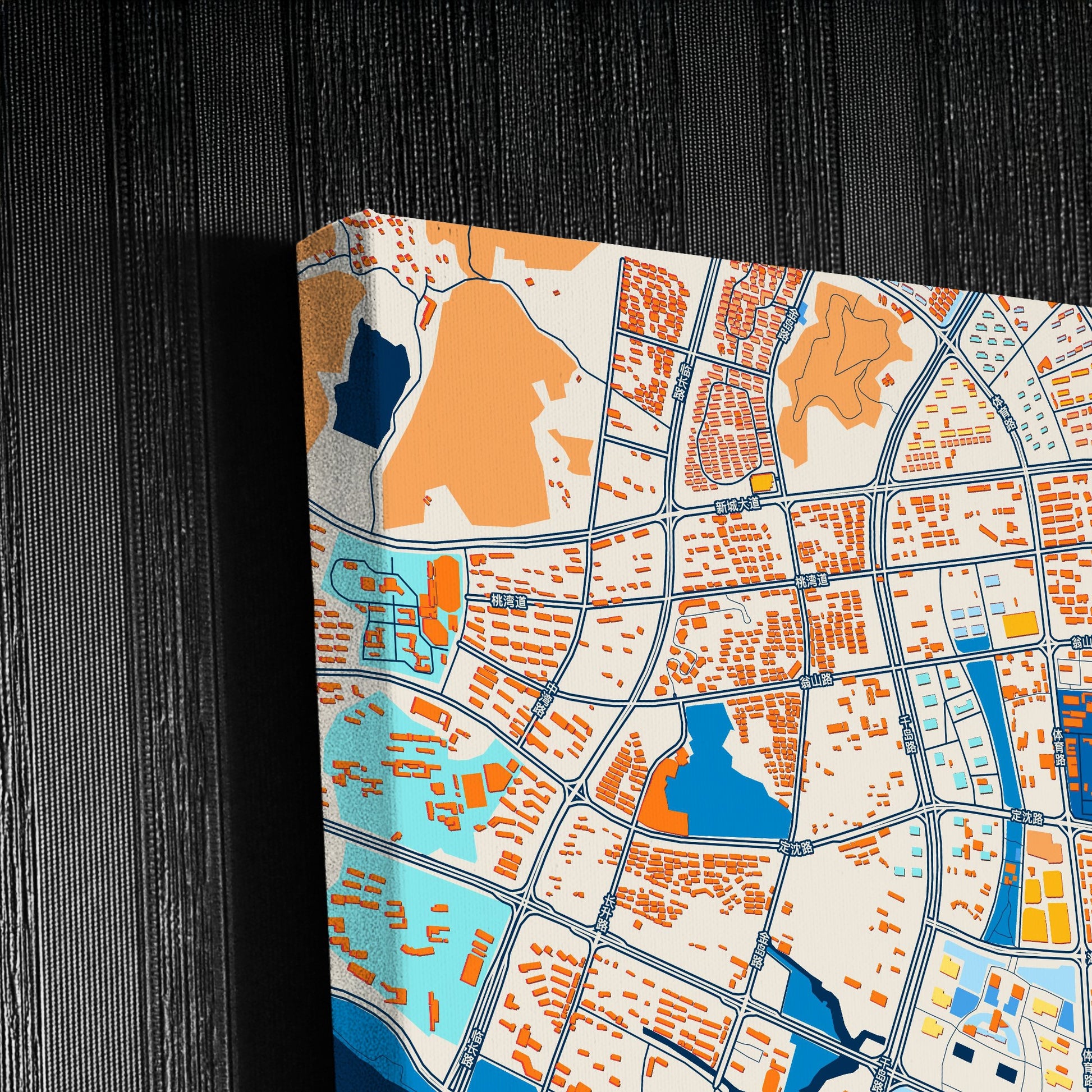 Zhoushan China Colorful City Map Canvas Print Detail