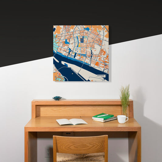 Zhoushan China Colorful City Map Canvas Print Scene