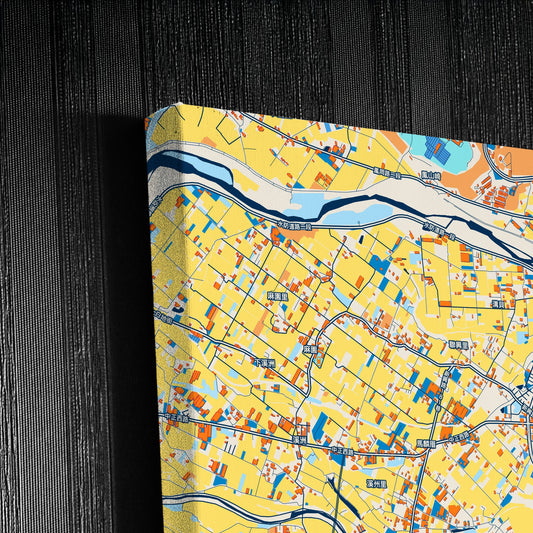 Zhubei Taiwan Colorful City Map Canvas Print Detail