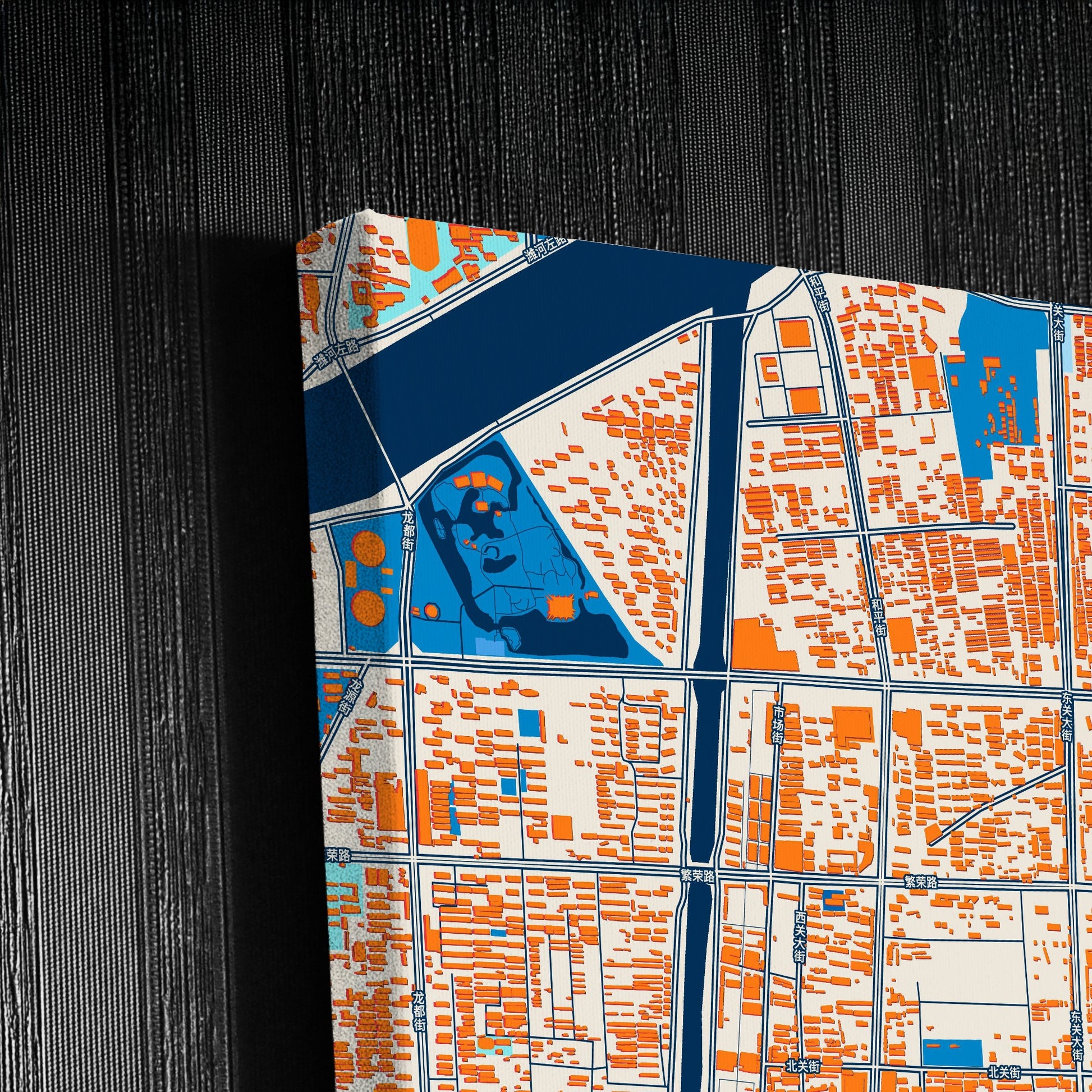 Zhucheng China Colorful City Map Canvas Print Detail